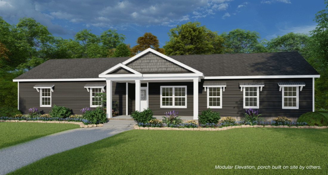 The 3321 CLASSIC Exterior. This Modular Home features 4 bedrooms and 2 baths.