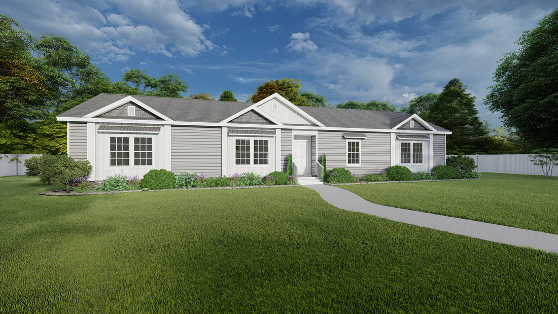 The 3328 CLASSIC Exterior. This Modular Home features 4 bedrooms and 2 baths.