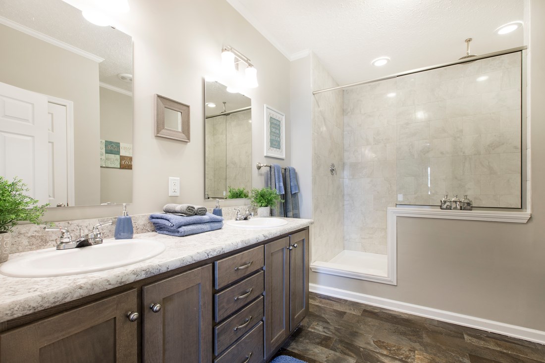 The 3328 CLASSIC Master Bathroom. This Manufactured Mobile Home features 4 bedrooms and 2 baths.